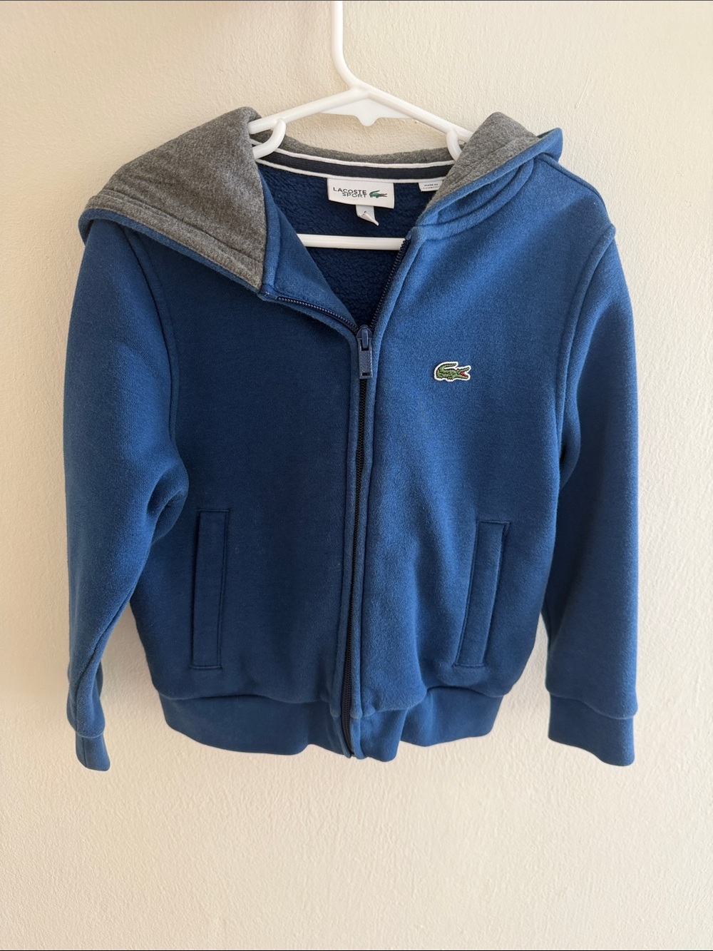 Lacoste Kids Navy Blue & Gray Hooded Zip Sweatshirt